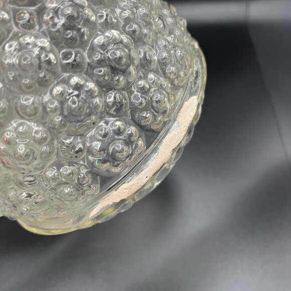VTG Art Deco Glass Ceiling Light Shades White Flush Mount & Clear Hobnail Dome - Picture 6 of 13